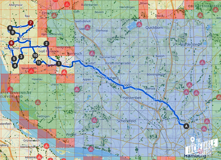 Screenshot Routenplanung Tile Hunting Komoot